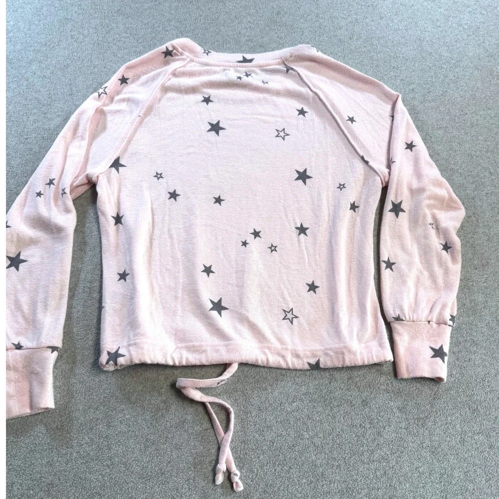 UGG Star Print Sweatshirt Women XS Light Pink Excellent‎ Drawstring Hem Raglan
